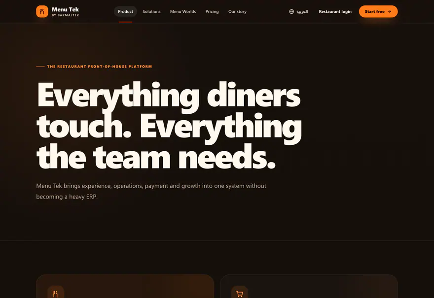 Menu Tek — Menu Tek — Features
