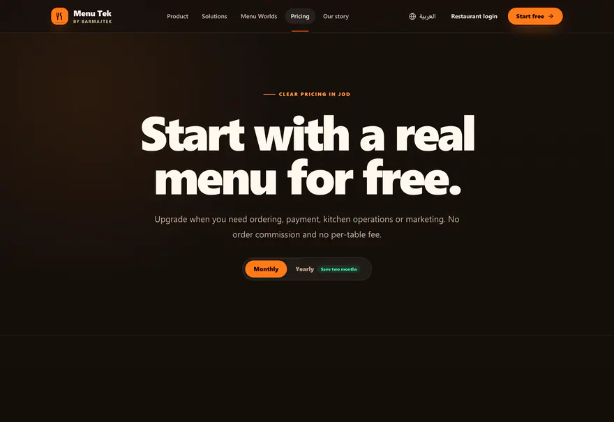 Menu Tek — Menu Tek — Pricing