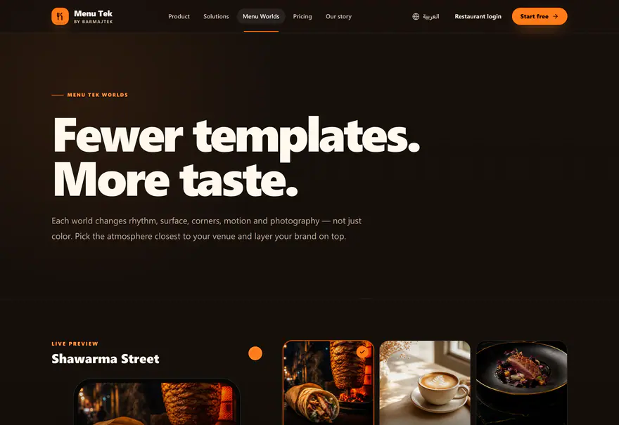 Menu Tek — Menu Tek — Showcase