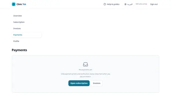 Clinic Tek — Customer portal — Account payments