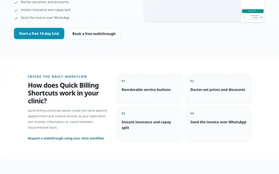 Clinic Tek — Marketing site — Feature — billing-shortcuts