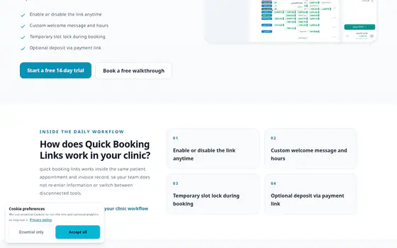 Clinic Tek — Marketing site — Feature — booking-links