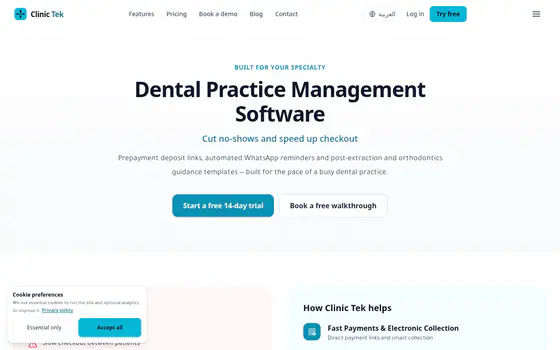 Clinic Tek — Marketing site — Solution — dentist
