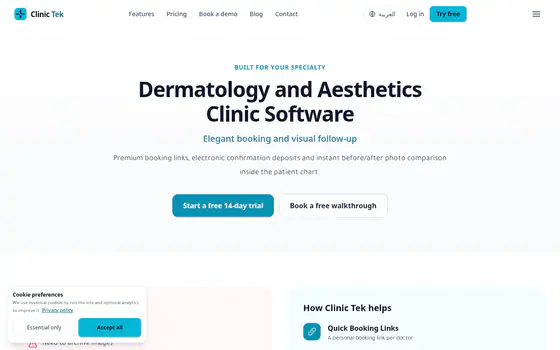 Clinic Tek — Marketing site — Solution — dermatology-aesthetics