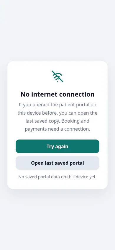 Clinic Tek — Patient PWA — Offline shell