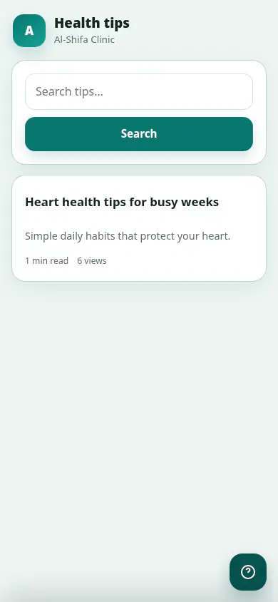 Clinic Tek — Patient PWA — Health tips index