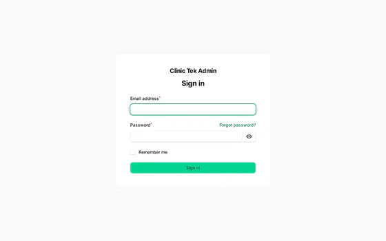 Clinic Tek — Platform admin — Super-admin login