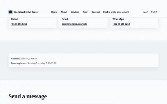 Clinic Tek — Published clinic site — Tenant website contact validation